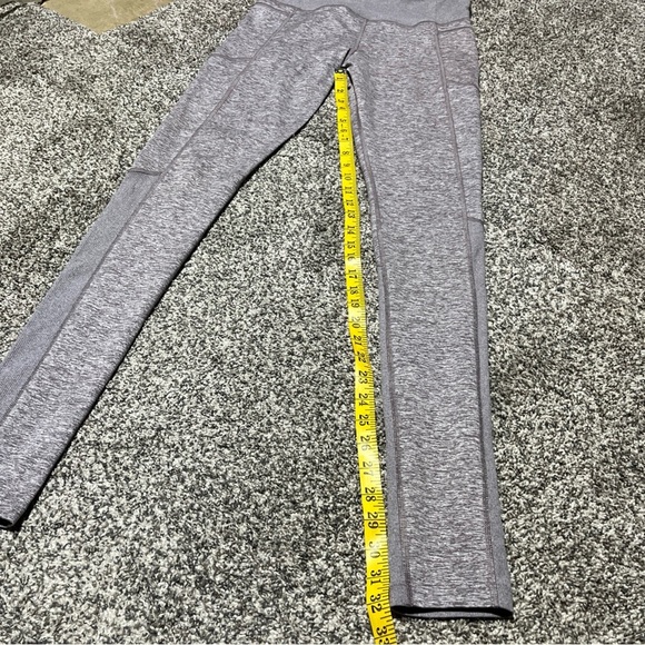 Athleta Exhale Stash Pocket Heel Tight High Rise Gray Purple Leggings M Note - Picture 3 of 13